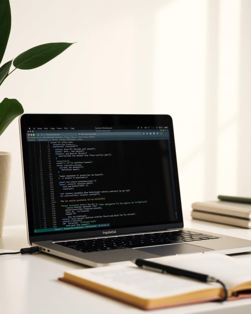 Laptop showing python code and data pipeline work