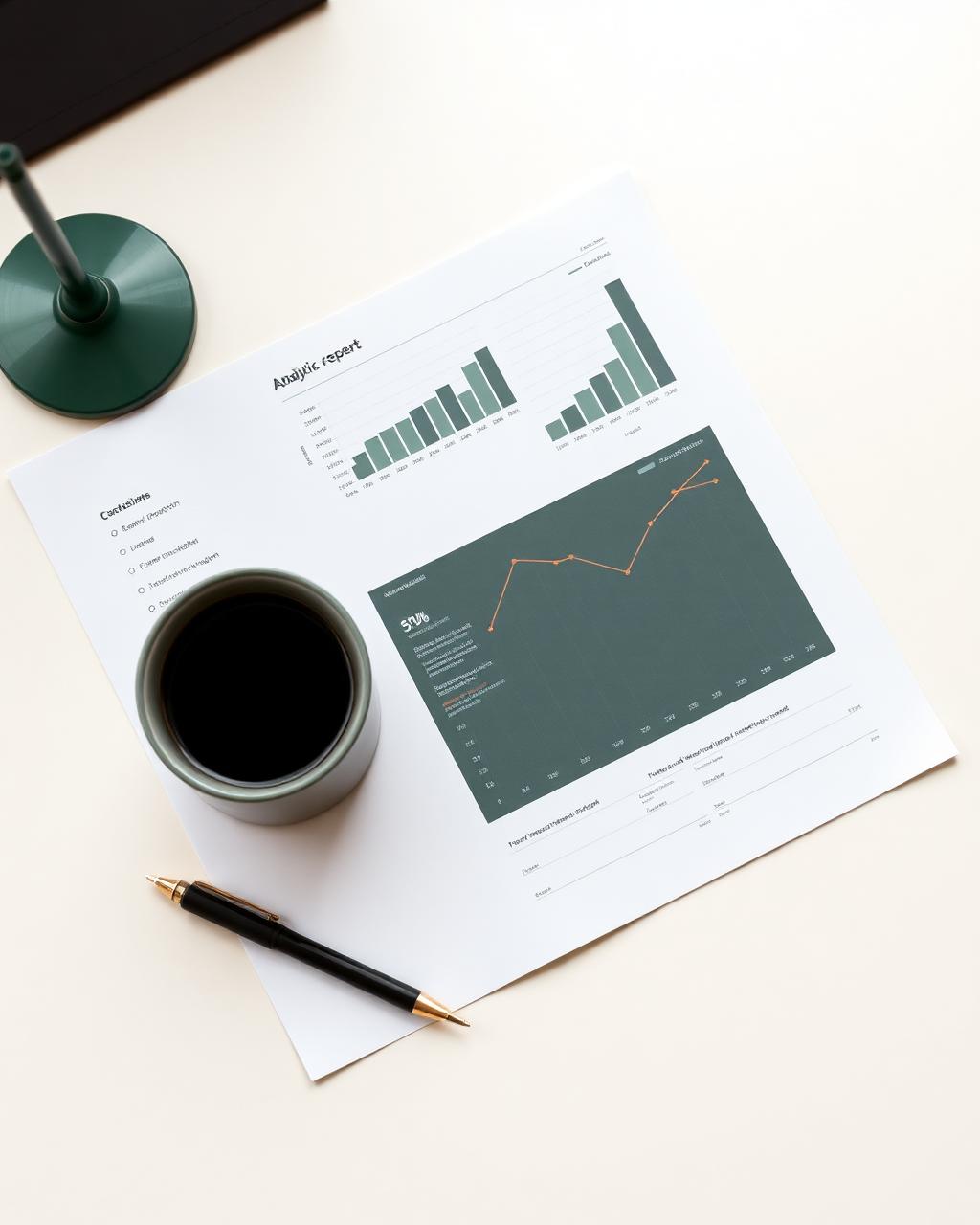 Printed analytics report with charts